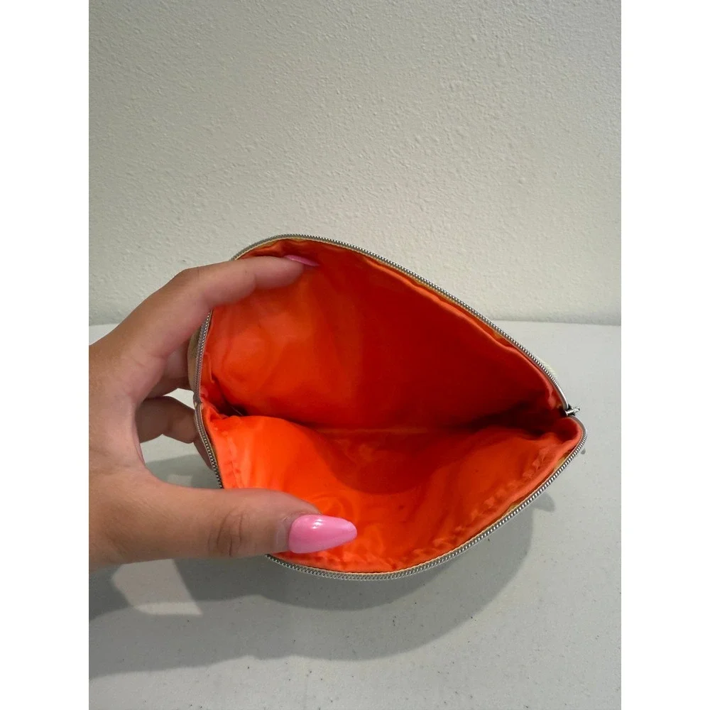 Ipsy Makeup Bag Vintage Travel Air Mail Postal Stamp Orange Cosmetic Pouch